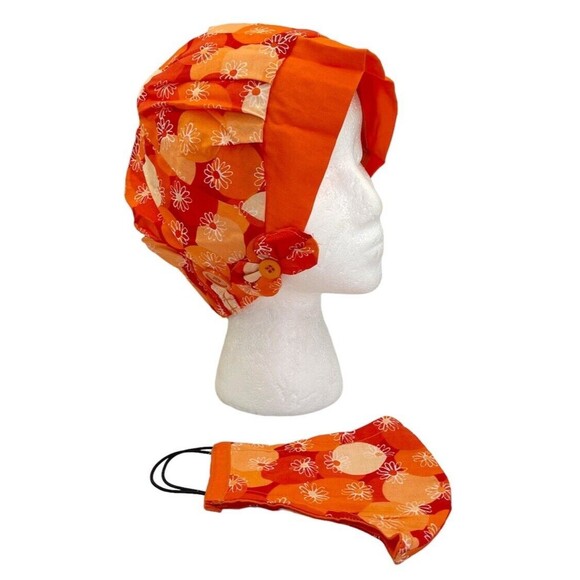 Women Surgical Scrub Hat With Matching Mask - Picture 1 of 11